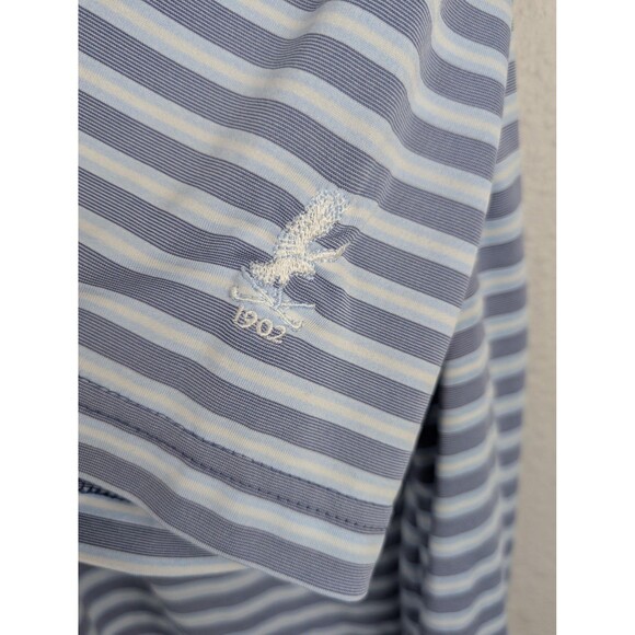 F&G Tech Polo Shirt Mens Extra Large Blue White Striped - Picture 4 of 7
